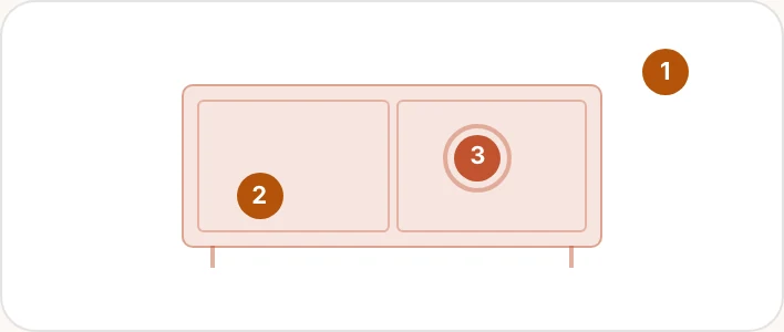 Flaw location diagram with three numbered pins